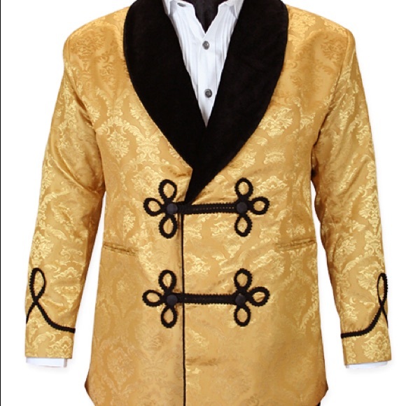 Vintage Smoking Jacket Gold Brocade